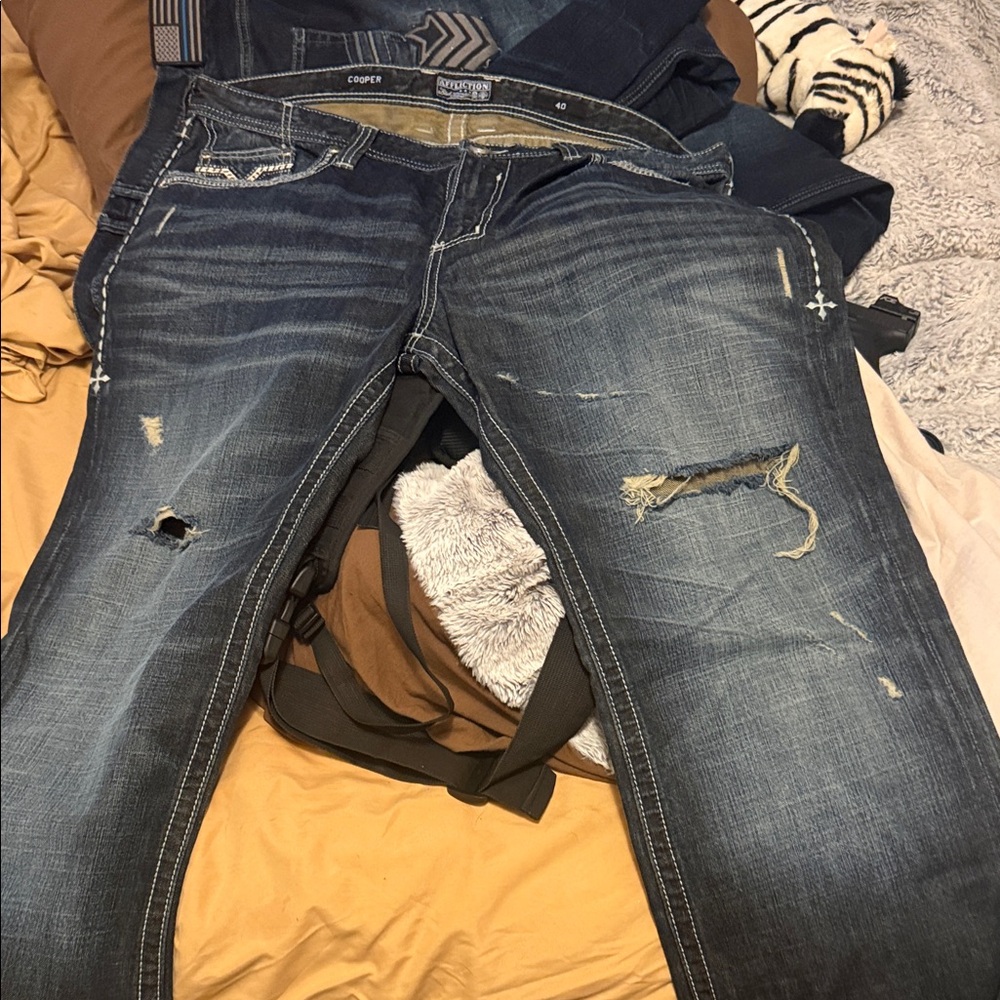 Affliction Men's Blue Distressed Jeans